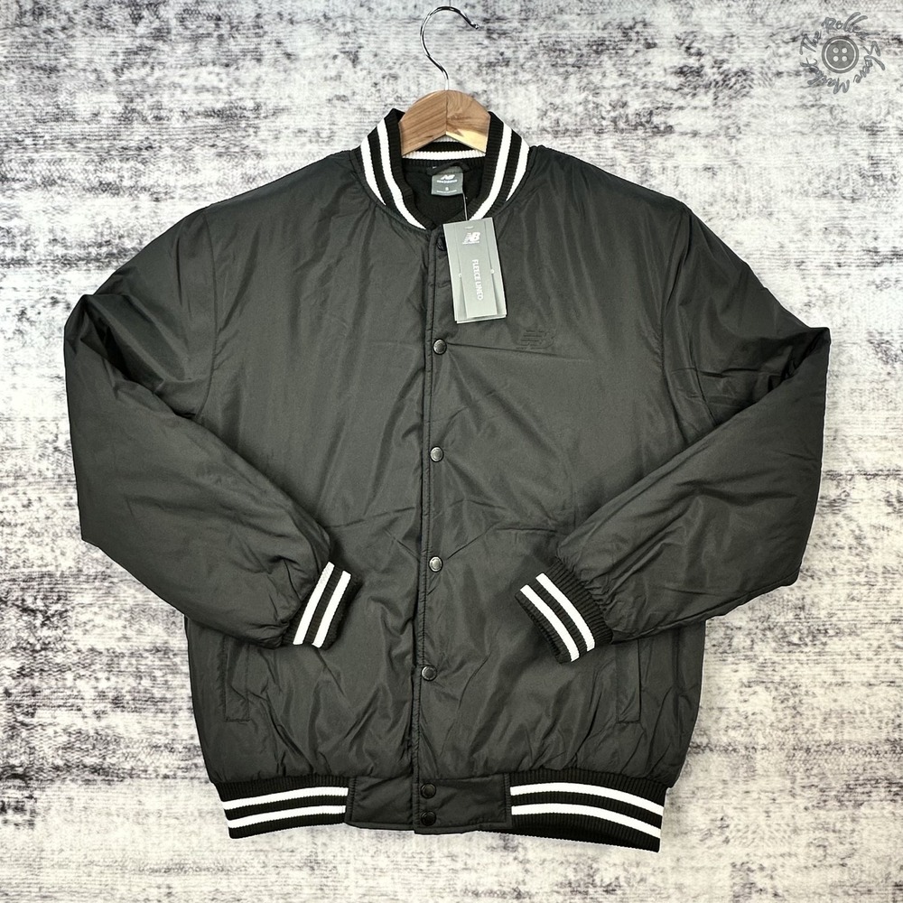 NWT New Balance Fleece Lined‎ Water Wind Resist Bomber Jacket Men's Small Black